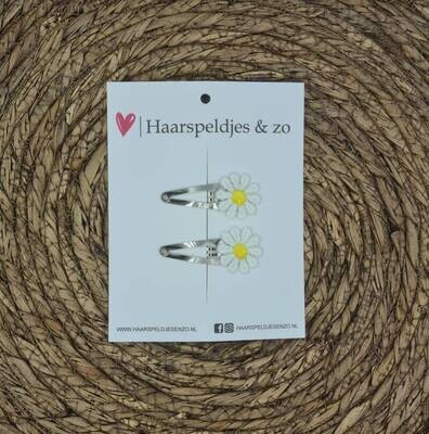 Haarspeldje Flower - daisy - madeliefjes - geel — 3 cm / goud