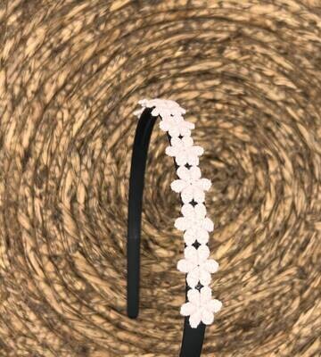 Diadeem flower - kleine bloemetjes - zwarte kleur diadeem – roze bloemen