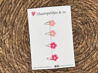 Baby haarspeldjes setje 26 - mini - 2cm groot - voor de eerste lokjes haar - bloemetjes - roze