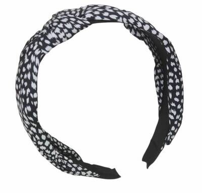 Diadeem - stof - haarband - met vlekjes - zwart met wit