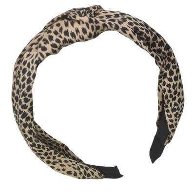 Diadeem - stof - haarband - met vlekjes - bruin met zwart