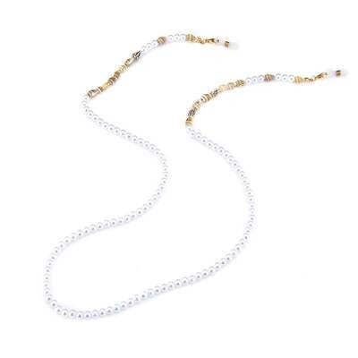 Zonnebrilkoord - brillenkoorden - zonnebril ketting - dames - kinderen - sunnycord - kralen - kraaltjes - schelpjes - parels - wit