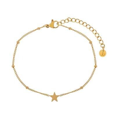 KIDS - Armband om te delen - gevlamd sterretje - stainless steel (verkleurt niet) - met verlengkettinkje - goud en zilver — Goud (16,95)