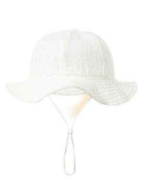 Zomerhoed baby - dreumes - meisje - jongen - zonnehoed - zomer - hydrofiele stof - katoen - wit