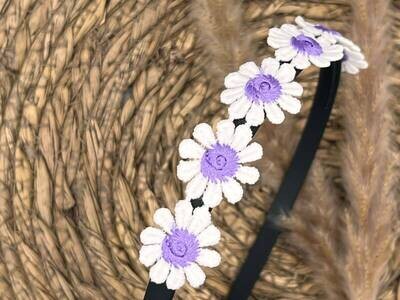 Diadeem - haarband - madeliefjes lila -bloemen - bloemetjes