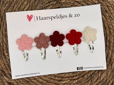 Haarspeldje Teddy setje 2 - pluizig - bloemetjes — 4 cm speldjes