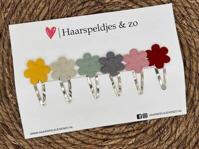 Haarspeldje rib setje 7 - rib - bloemetjes — 4 cm speldjes