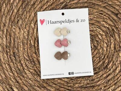 Haarclip hearts setje 5 - hartjes - alligatorclip - haarspeldjes