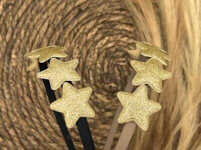 Diadeem met sterretjes - kerstcollectie - glitters - ster - goud — Zwarte diadeem