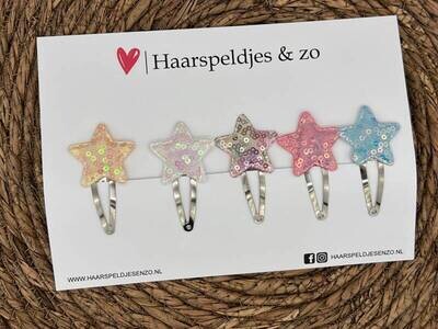 Haarspeldje stars setje 6 - sterretjes - pailletten - kerst - decembercollectie - najaar — 4 cm speldjes