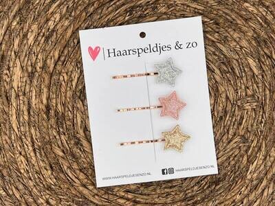 Bobby pin set 1 - schuifspeldje - haarspeldje - haarschuifje - kerst - glitters - zilver - goud - roze - sterretjes