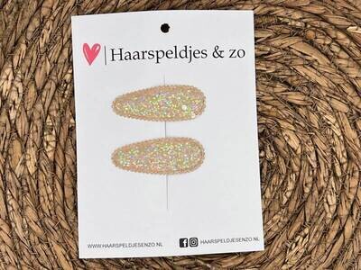 Haarspeldjes Saar set 6 - kerstcollectie - glitters - klikklakspeldje - beige
