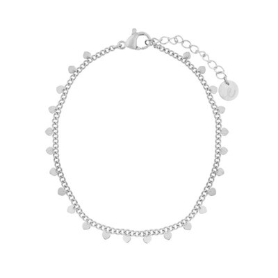 KIDS - Armband om te delen - kleine hartjes - stainless steel (verkleurt niet) - met verlengkettinkje - goud en zilver — Zilver (16,95)