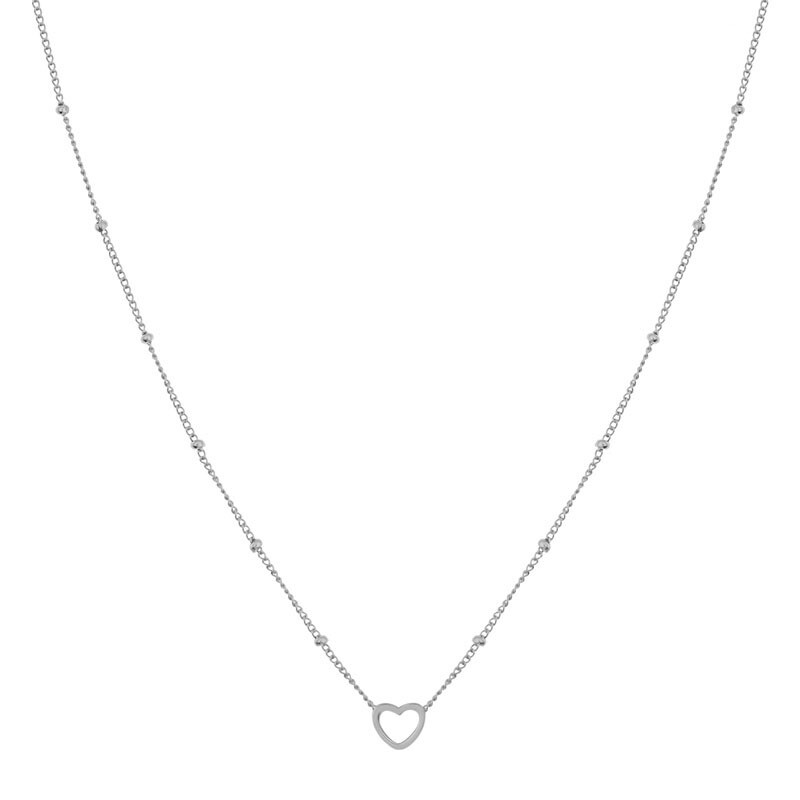 KIDS - Ketting om te delen - open hartje - stainless steel (verkleurt niet) - met verlengkettinkje - goud en zilver — Zilver