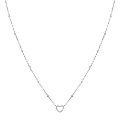KIDS - Ketting om te delen - open hartje - stainless steel (verkleurt niet) - met verlengkettinkje - goud en zilver — Zilver