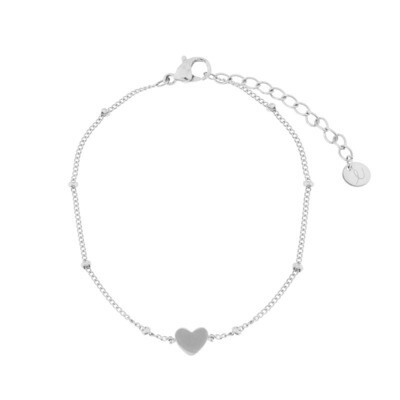 ADULTS - Armband om te delen - hartje - stainless steel (verkleurt niet) - met verlengkettinkje - goud en zilver — Zilver (16,95)