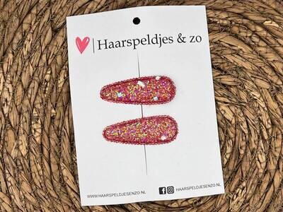 Haarspeldjes Saar set 5 - kerstcollectie - glitters - klikklakspeldje - rood