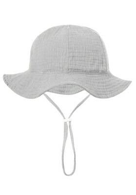 Zomerhoed baby - dreumes - meisje - jongen - zonnehoed - zomer - hydrofiele stof - katoen - grijs