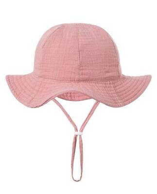 Zomerhoed baby - dreumes - meisje - jongen - zonnehoed - zomer - hydrofiele stof - katoen - roze