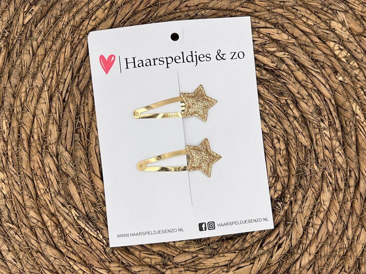 Haarspeldje ‘Stars’ - ster - sterretje - glitters - zachtgoud - kerst – feestdagen - 5 cm speldjes
