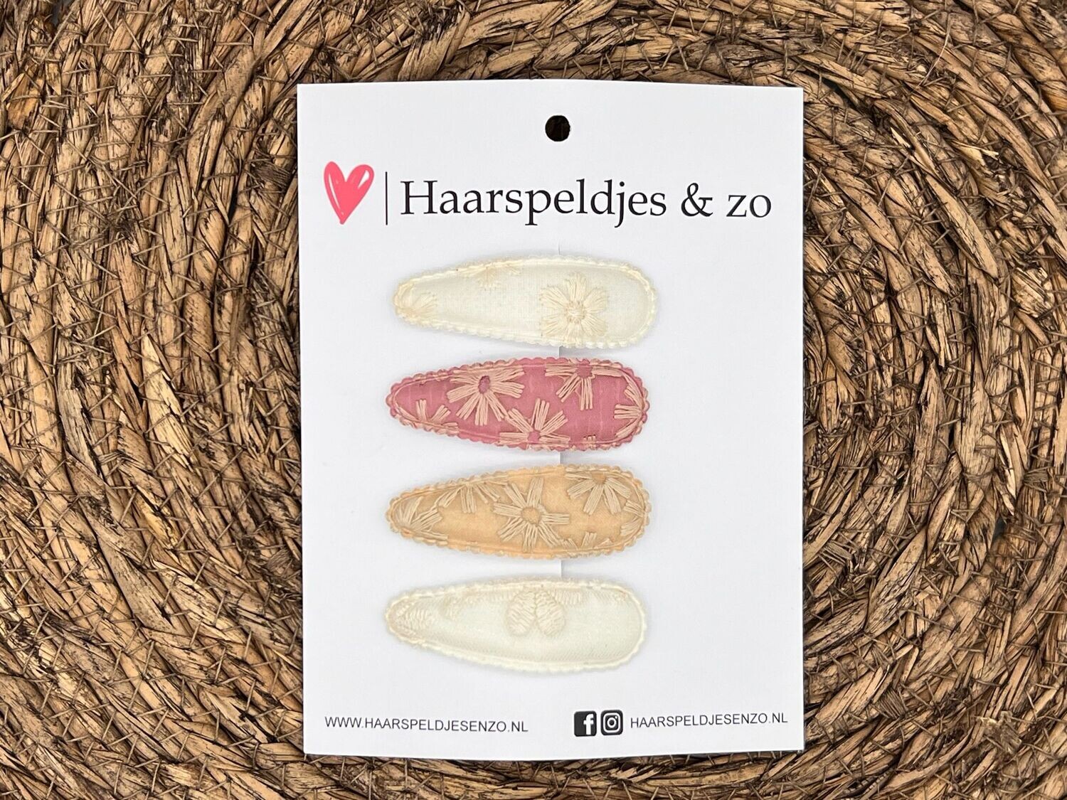 Haarspeldjes Flo - voorjaar - kant - klikklakspeldje - zachte tinten