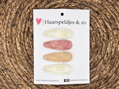 Haarspeldjes Flo - voorjaar - kant - klikklakspeldje - zachte tinten