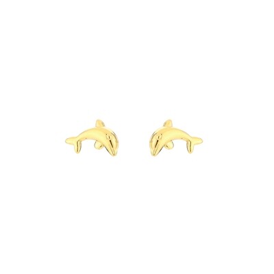 Oorbellen - knopjes - studs - goud - dolfijn