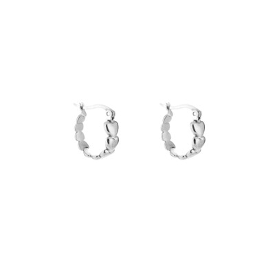 Oorbellen - ringetjes - zilver - hartjes