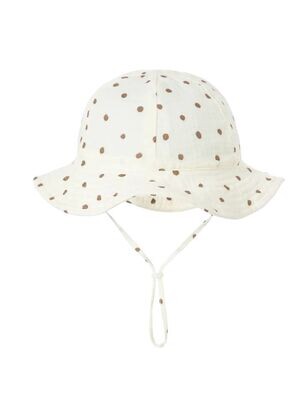 Zomerhoed baby - dreumes - meisje - jongen - zonnehoed - zomer - hydrofiele stof - katoen - khaki stipjes