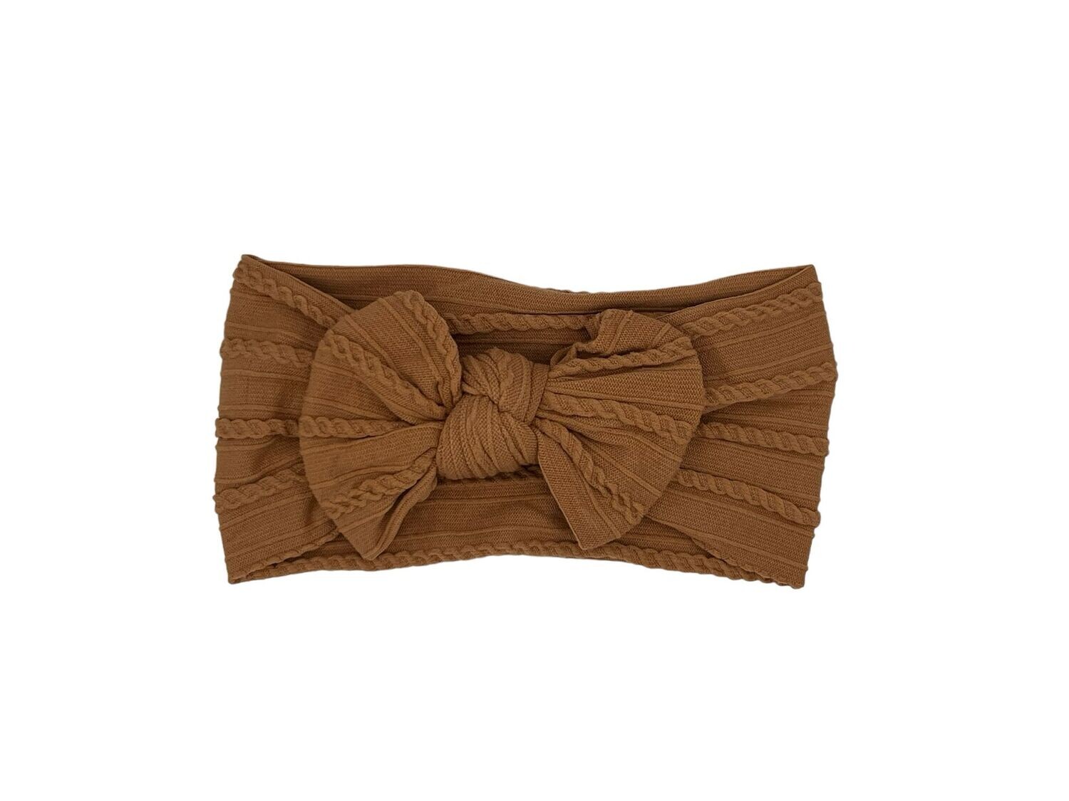 Baby hoofdband - haarband - meisjes - elastisch - met knoop en strik - bruin