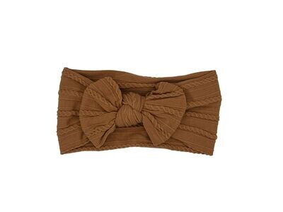 Baby hoofdband - haarband - meisjes - elastisch - met knoop en strik - bruin