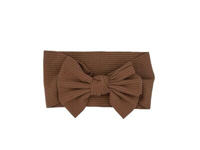 Baby hoofdband - haarband - meisjes - elastisch - met knoop en strik - bruin