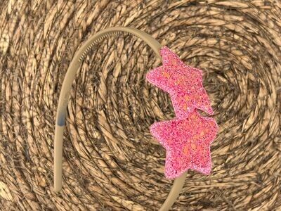 Diadeem met sterretjes - kerstcollectie - glitters - ster - roze