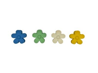 Haarklem (klein) - haarklem fijn - bloem - flower - set van vier - blauw/groen/geel/wit
