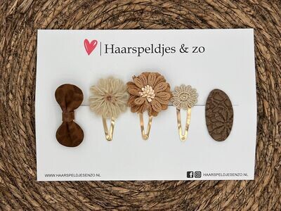 Try-out mix 12 - mix van verschillende speldjes - bruin - 5 cm speldjes