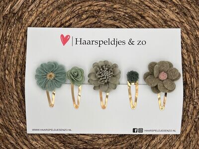 Try-out mix 28 - mix van verschillende speldjes - groen - 5 cm speldjes