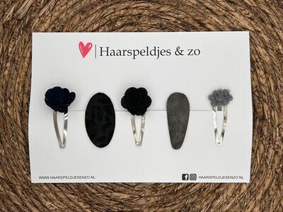 Try-out mix 33 - mix van verschillende speldjes - zwart/grijs - 5 cm speldjes