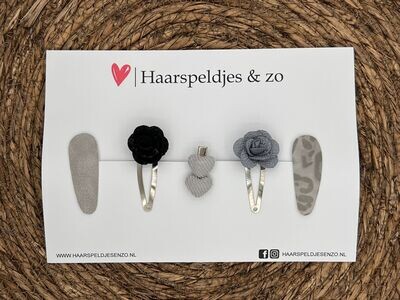 Try-out mix 32 - mix van verschillende speldjes - zwart/grijs - 5 cm speldjes