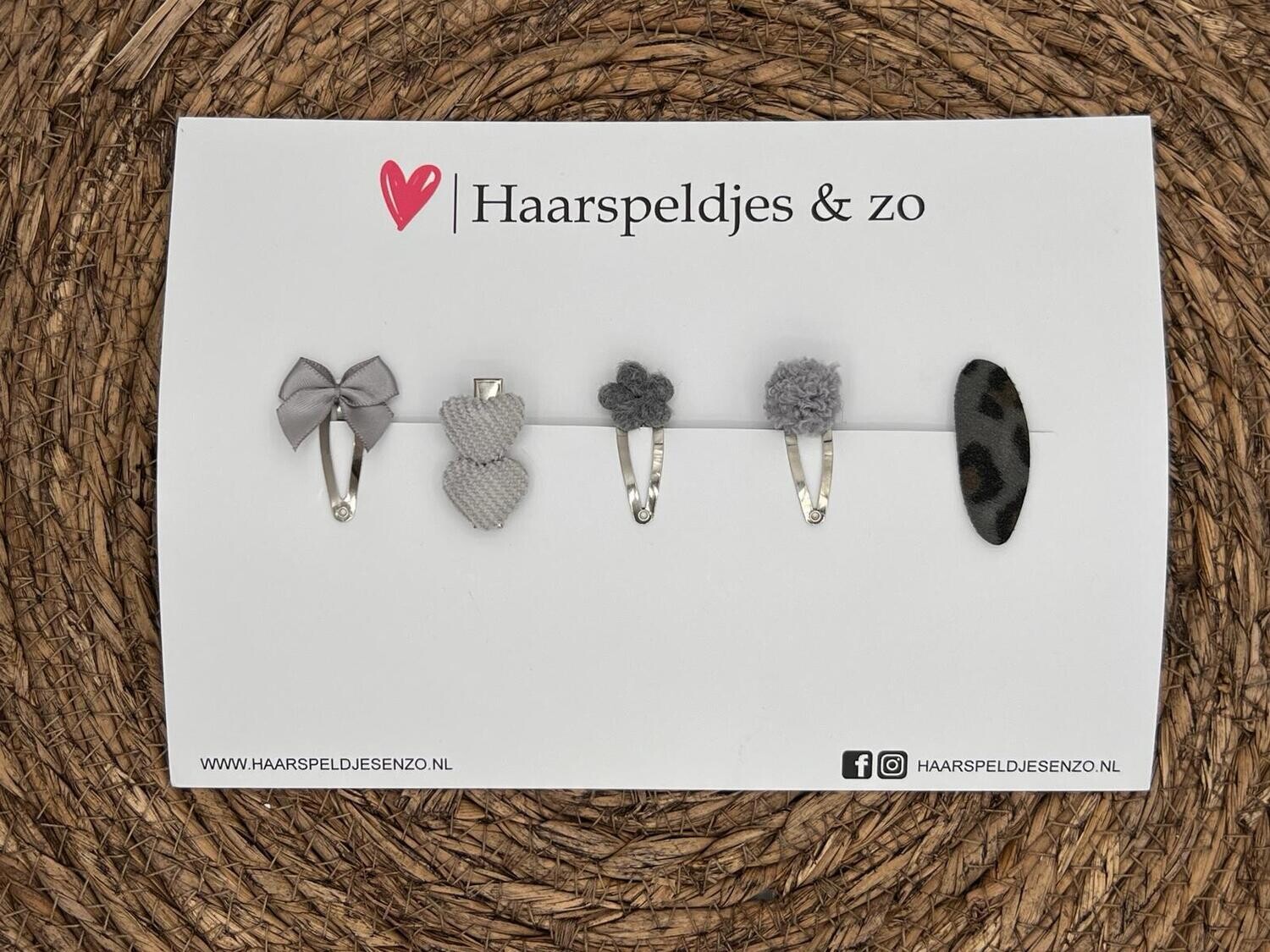 Try-out mix 20 - mix van verschillende speldjes - grijs - 3 cm speldjes
