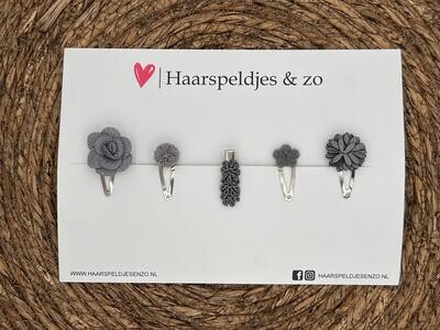 Try-out mix 21 - mix van verschillende speldjes - grijs - 3 cm speldjes