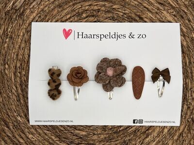 Try-out mix 23 - mix van verschillende speldjes - bruin - 4 cm speldjes