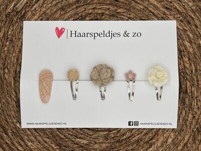 Try-out mix 16 - mix van verschillende speldjes - beige - 4 cm speldjes