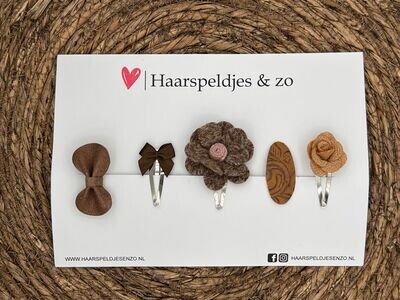 Try-out mix 22 - mix van verschillende speldjes - bruin - 4 cm speldjes
