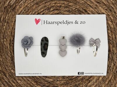 Try-out mix 35 - mix van verschillende speldjes - grijs - 4 cm speldjes