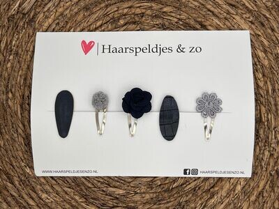Try-out mix 40 - mix van verschillende speldjes - zwart/grijs - 4 cm speldjes