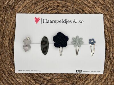 Try-out mix 41 - mix van verschillende speldjes - zwart/grijs - 4 cm speldjes