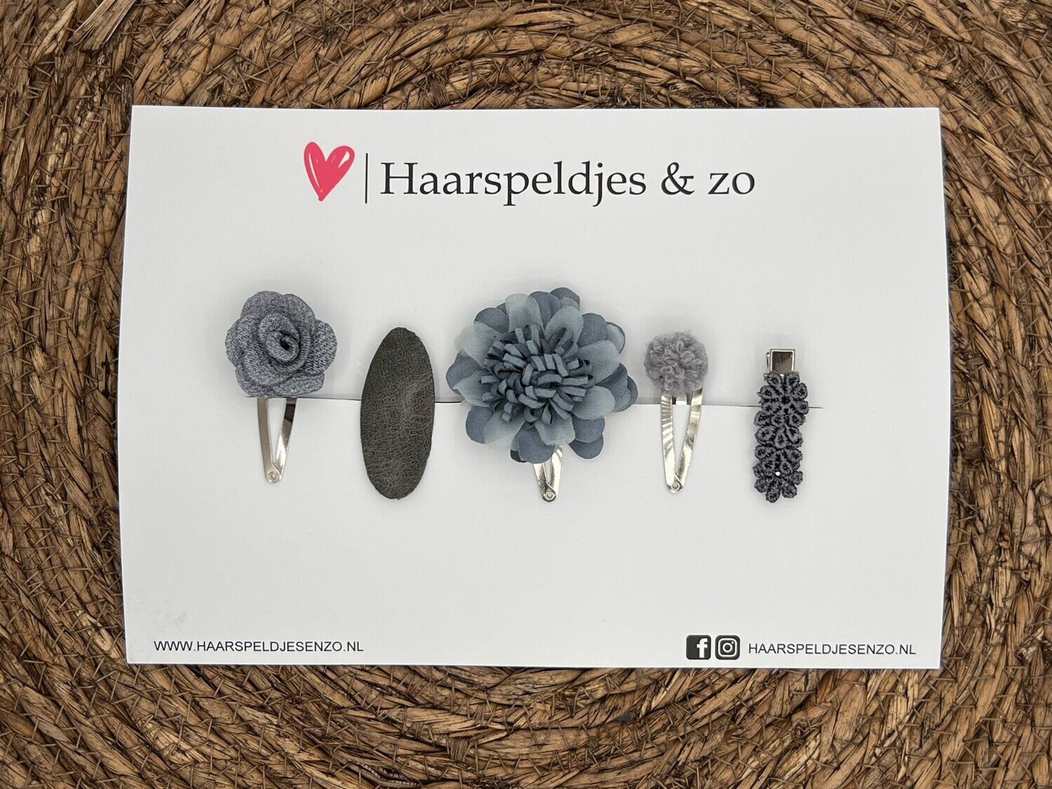 Try-out mix 43 - mix van verschillende speldjes - grijs/blauw - 4 cm speldjes