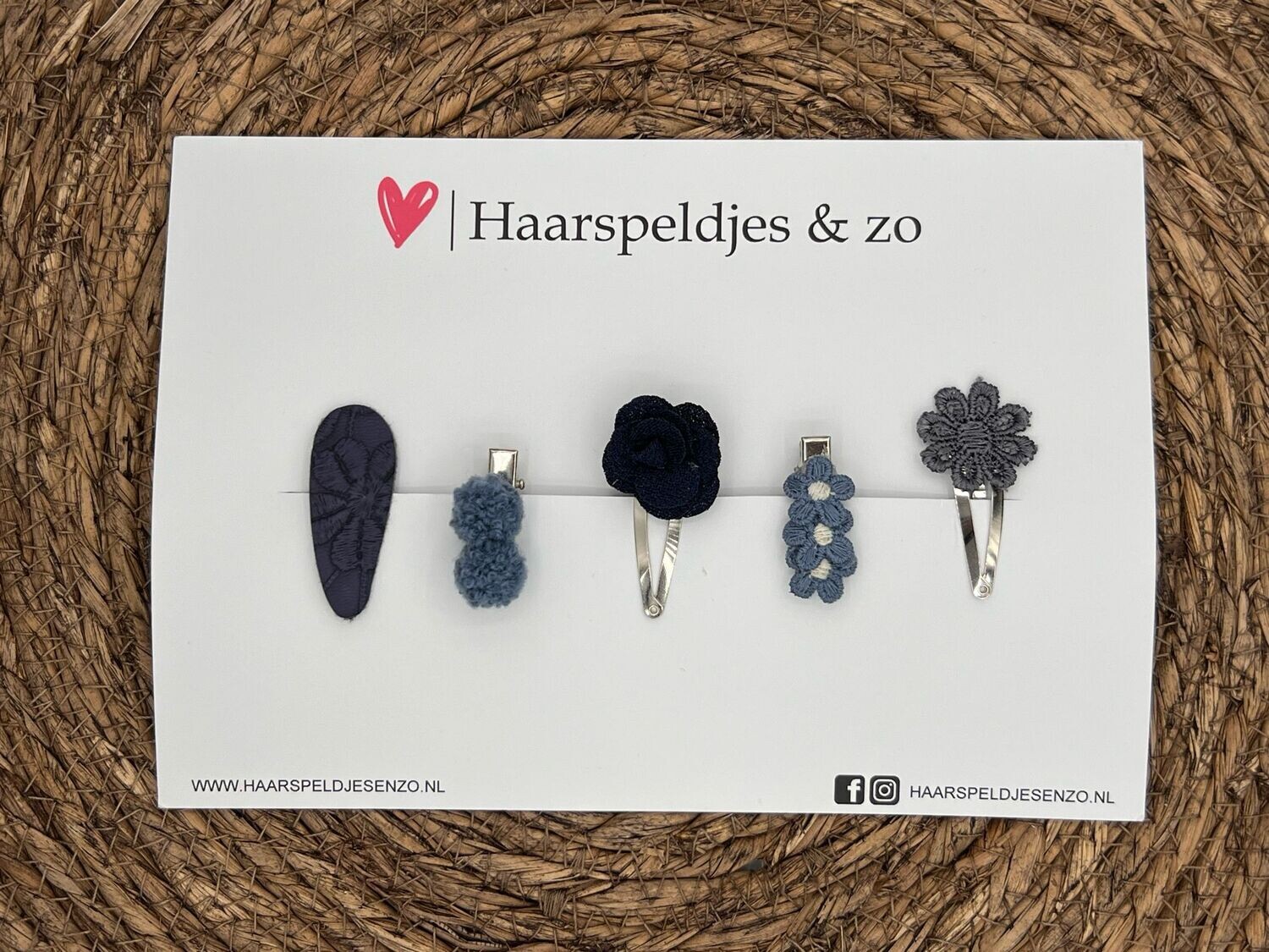 Try-out mix 47 - mix van verschillende speldjes - grijs/blauw - 4 cm speldjes