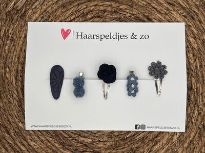 Try-out mix 47 - mix van verschillende speldjes - grijs/blauw - 4 cm speldjes
