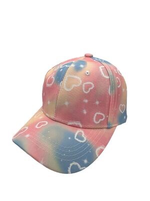 Pet - kind - baseballcap - kinderpet - meisje - hartjes - roze en lichtblauw